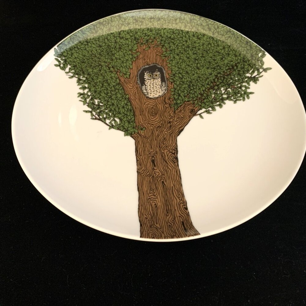 2 West Elm Organic Owl in a Tree Plates by Rachel Kozolowski 8 5/8" Retired - Picture 3 of 8